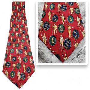 Vintage Tommy Hilfiger‎ Winter Ski Snow Neck Tie Red Italian Silk Made in USA